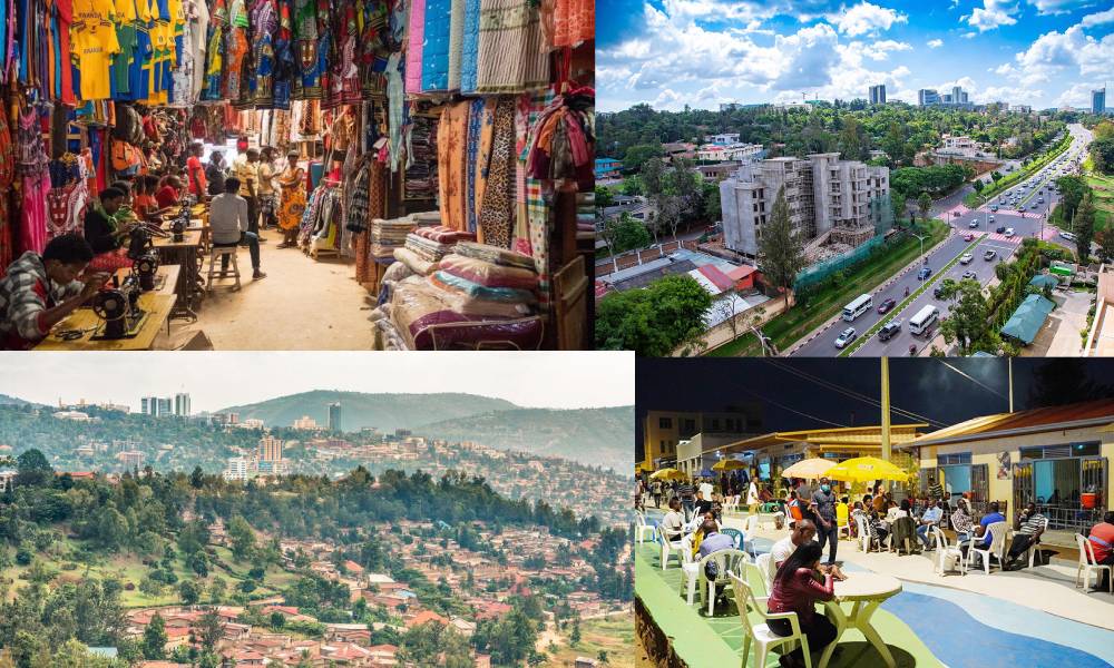 Kigali cityscape showcasing modern and traditional architecture